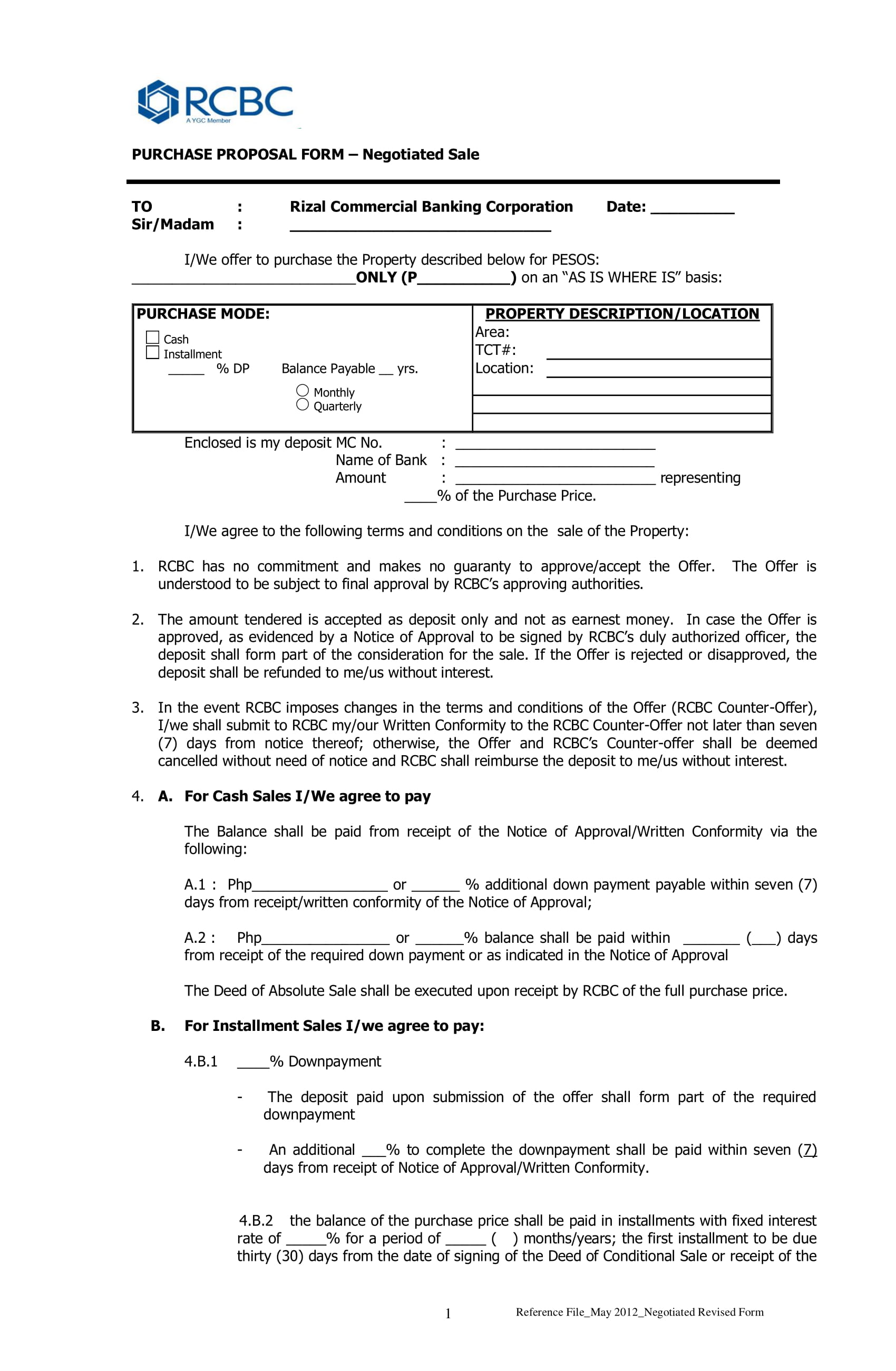 purchase proposal form example