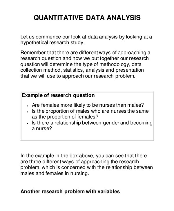 data analysis in research example quantitative