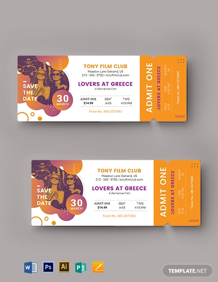 save the date movie ticket template