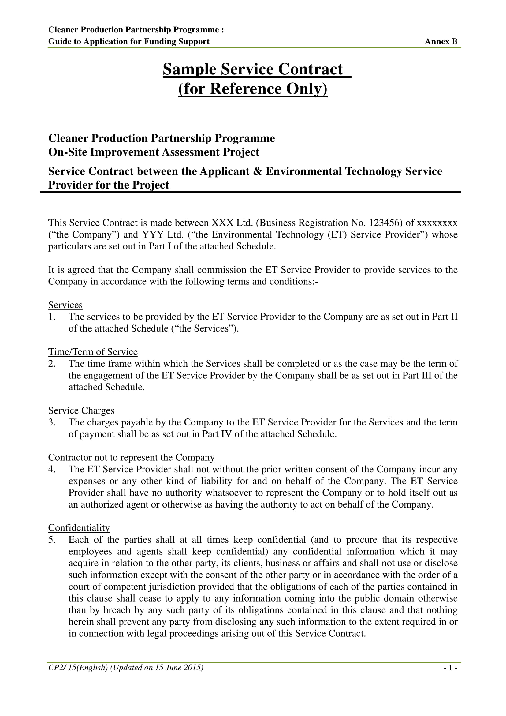 standard service agreement template