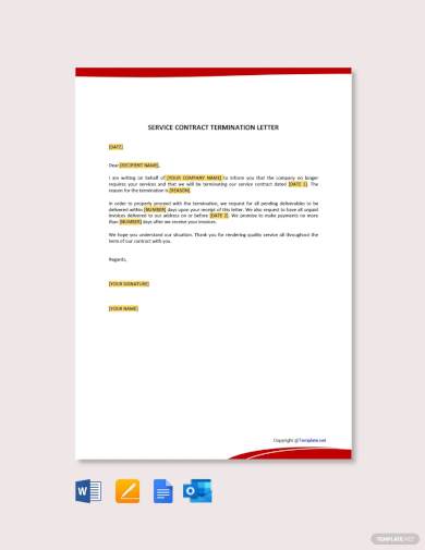 service contract termination letter template