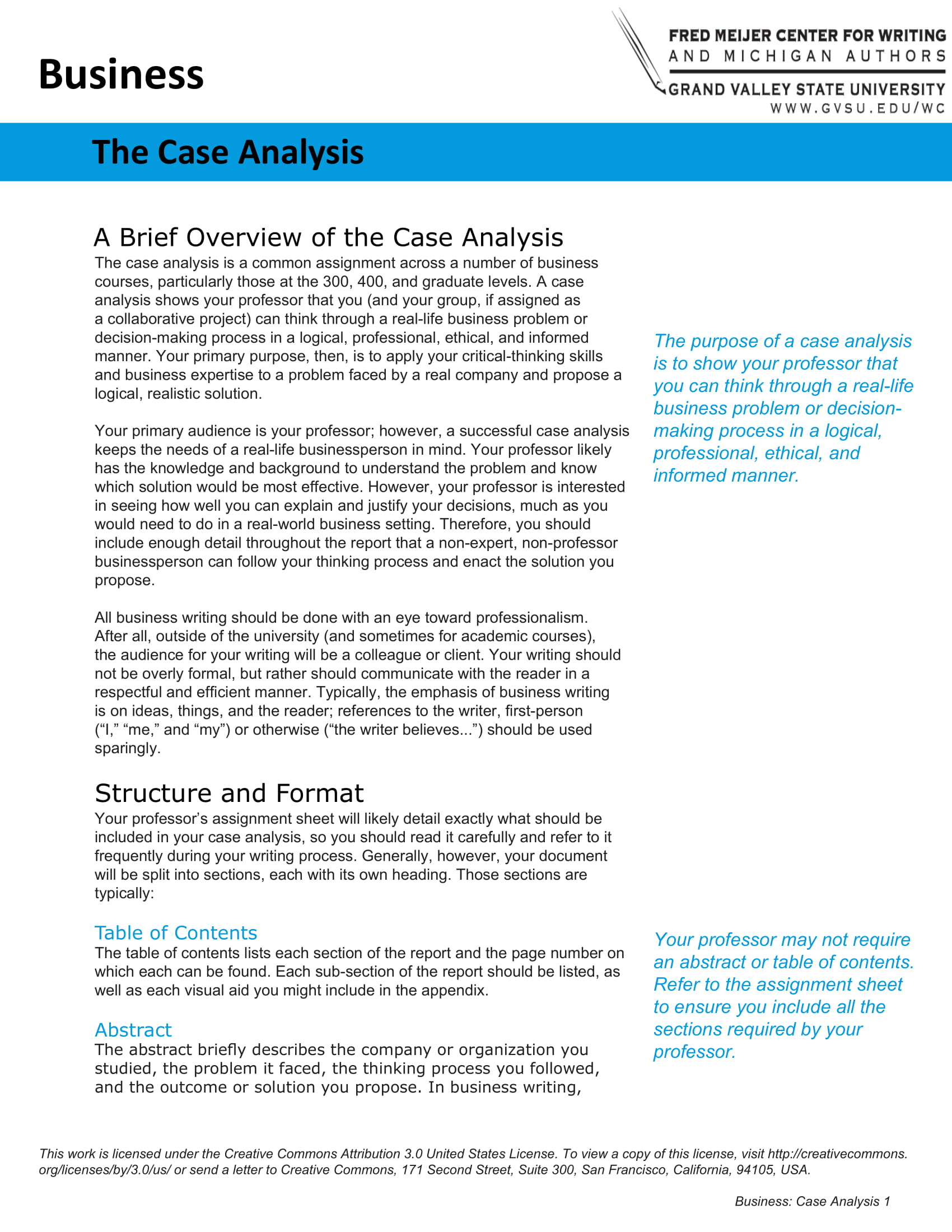 Simple Business Case Analysis Example 1