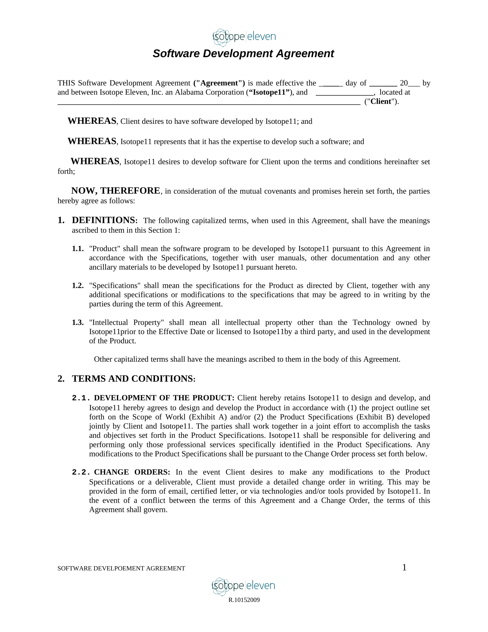 Software Development Agreement For Freelancers Contract Template Example 1