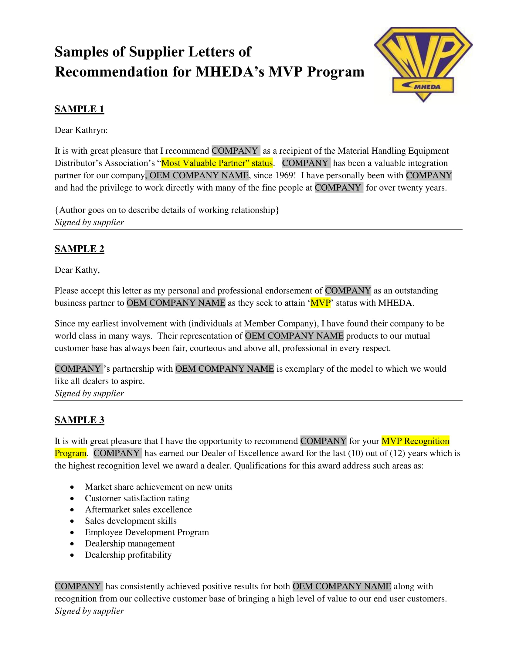 Authorized Distributor Letter Sample Word