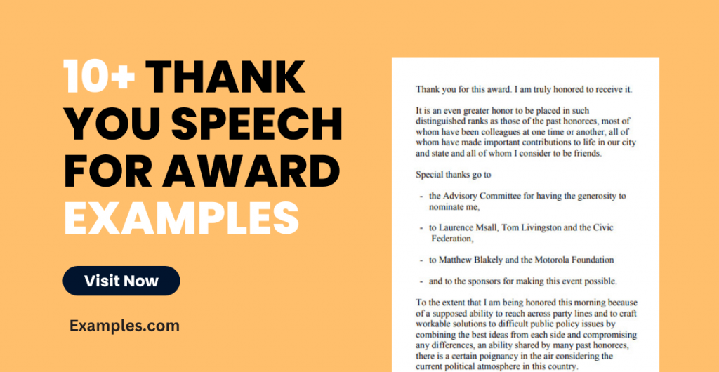 Thank You Speech for Award Examples
