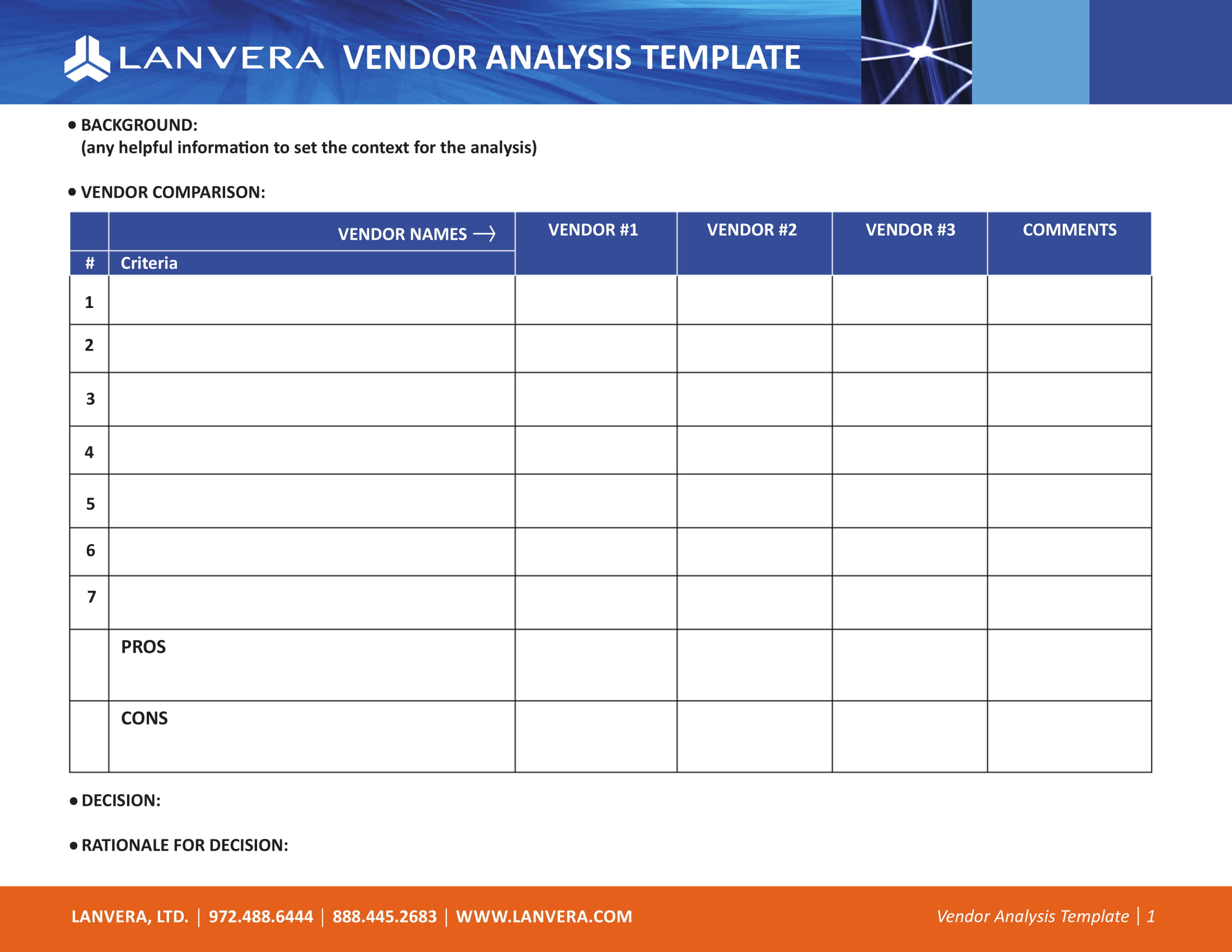 vendor analysis template example 1