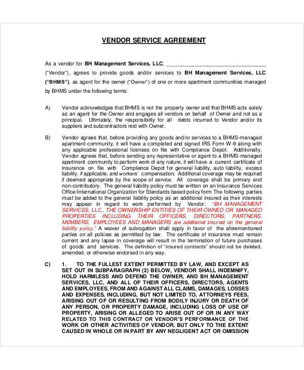 Vendor Agreement 23  Examples Format Word Pages Pdf