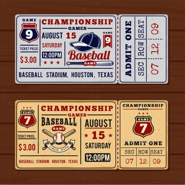 vintage baseball ticket example