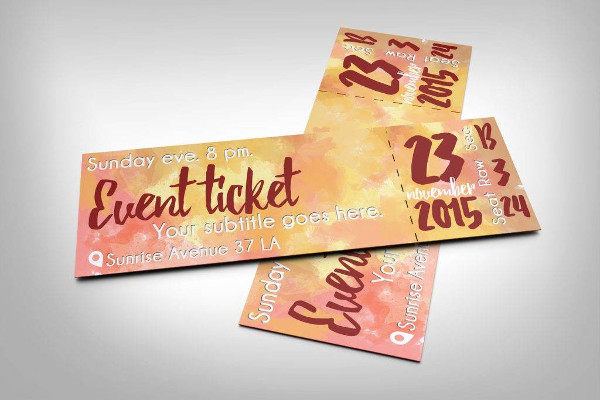 watercolor modern event ticket example