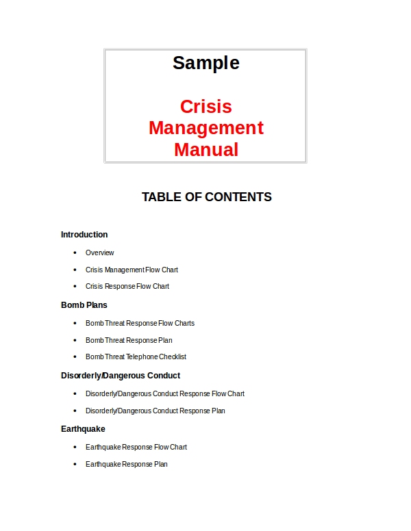 crisis management manual