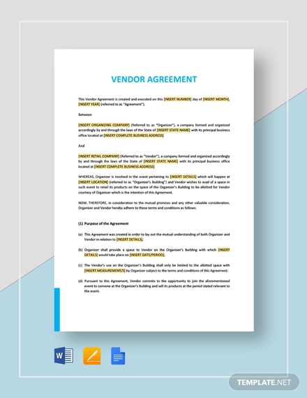 Vendor Agreement - 23+ Examples, Format, Word, Pages, Pdf