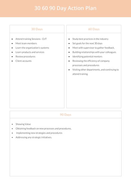 30 60 90 day action plan template