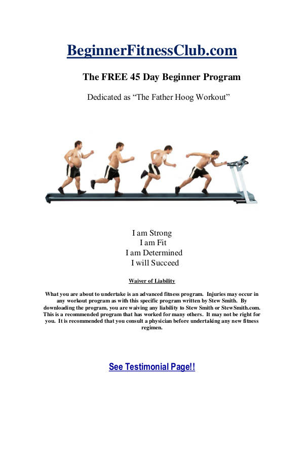 45 day beginner program workout planner example
