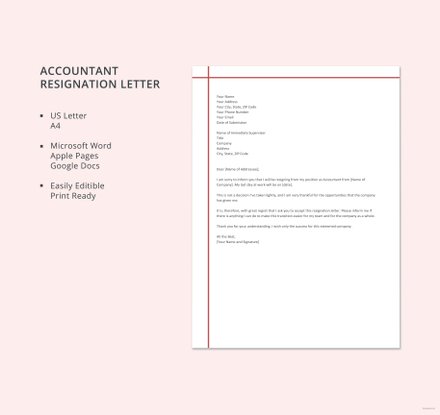 Accountant Resignation Letter