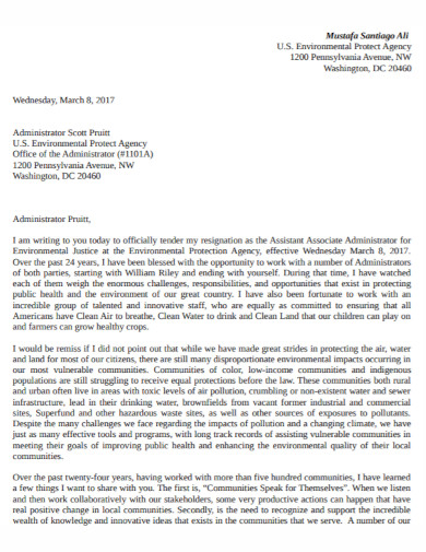 administrator resignation letter