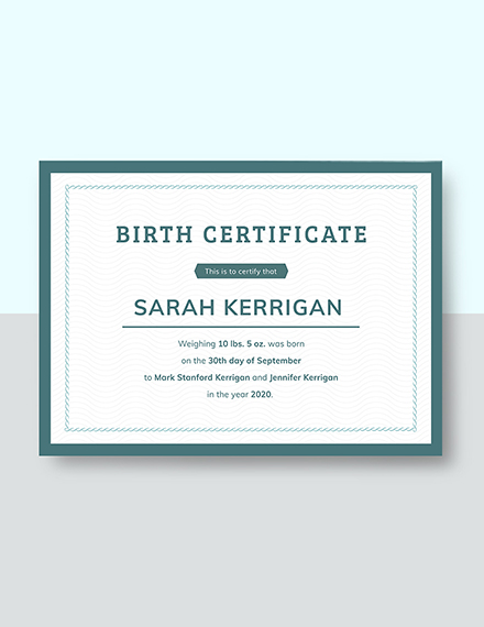 basic birth certificate template