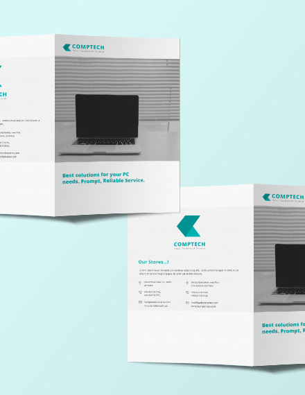 Bi Fold Brochure Template For Computer Service Providers or Businesses Example