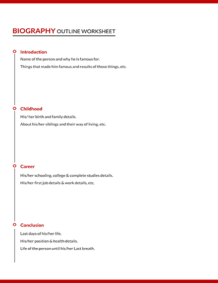 Biography Outline Worksheet Template