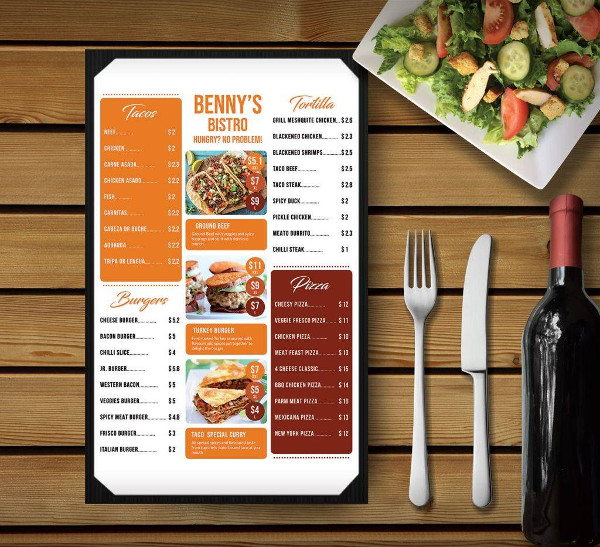 bistro menu card design example1