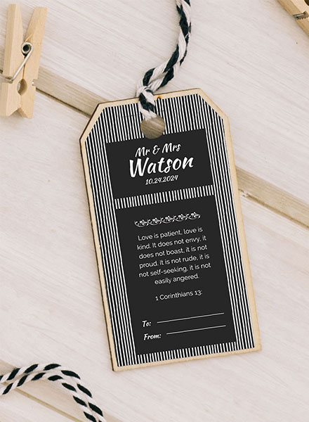 black and white gift tag