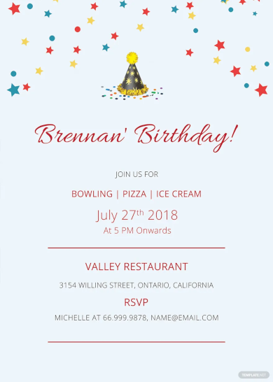 bowling birthday invitation template