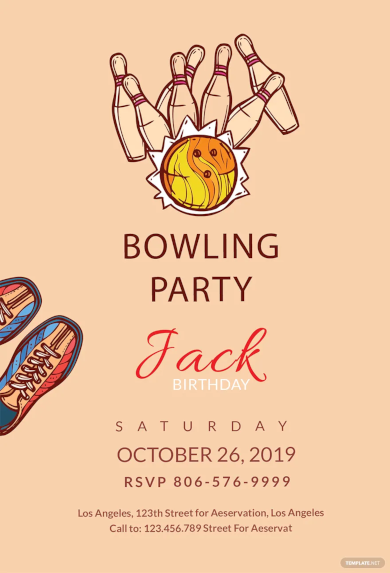 bowling invitation party template