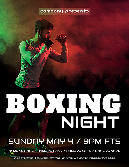 boxing night flyer template