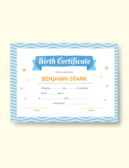 boy birth certificate sample