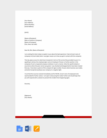 business complaint letter for poor service