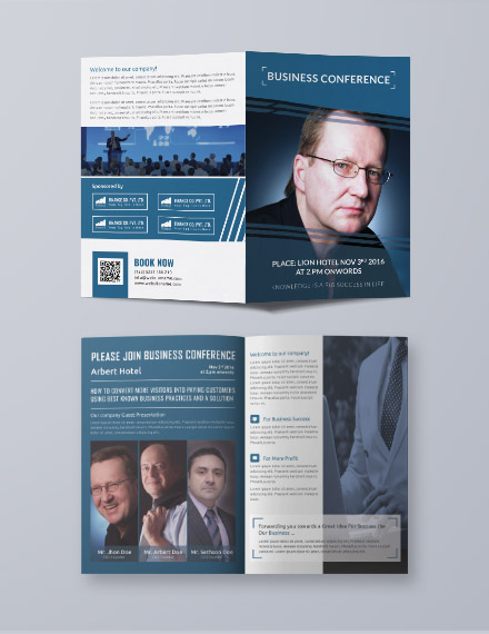 Business Conference A3 Bifold Brochure Template Example