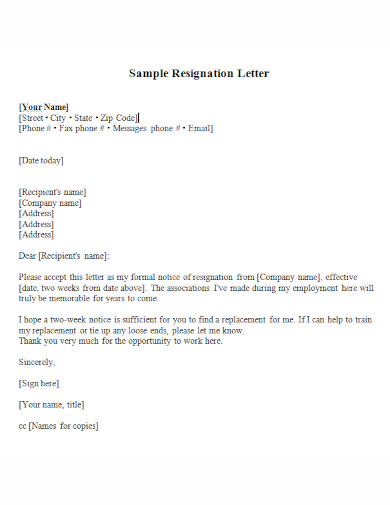 career resignation letter