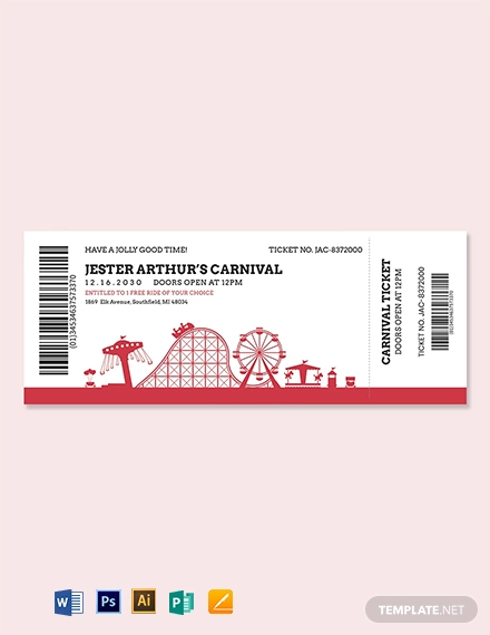 carnival event ticket template