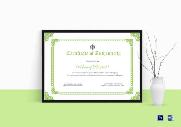 certificate of authenticity template