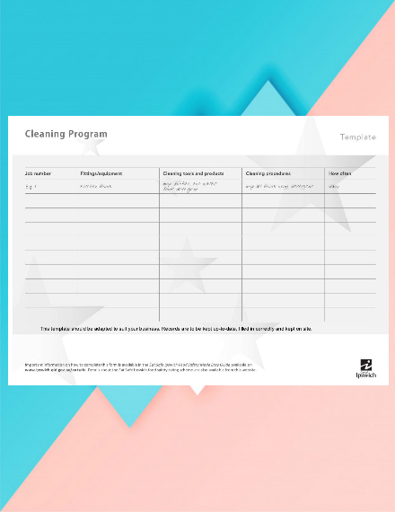 cleaning program and schedule template