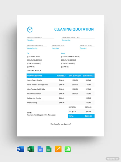 cleaning quotation template