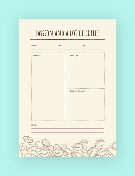 Coffee and Passion Themed Journal