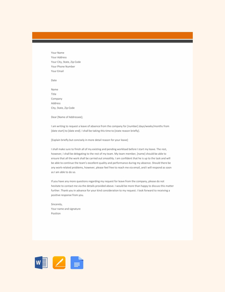 Leave Letter - 14+ Examples, Format, PDF, Tips