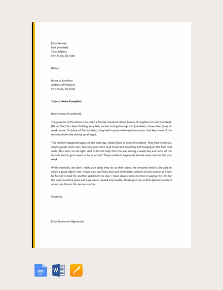 complaint letter against tenant