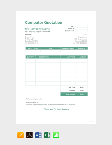 computer quotation template