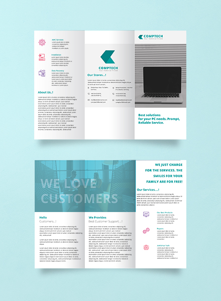 Computer Repair Business Tri Fold Brochure Template Example