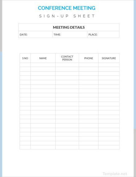 conference sign up sheet template1