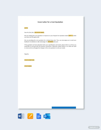 cover letter for a cost quotation template