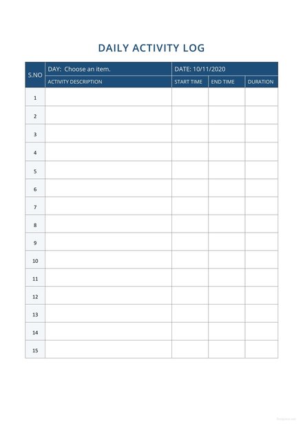 Daily Activity Report Template