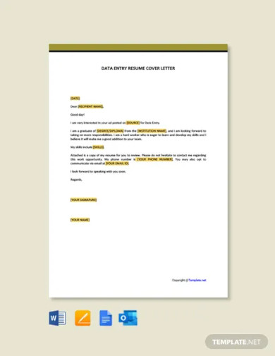 data entry resume cover letter template