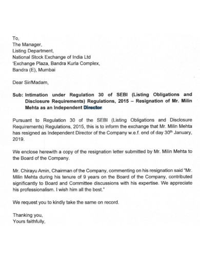 director resignation letter