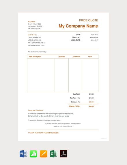ecommerce website quotation template