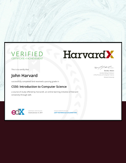 EdX Certificate of Achievement