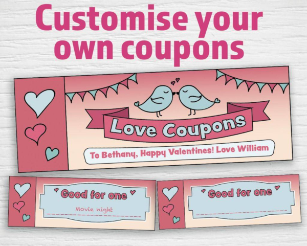 editable and printable love coupon example