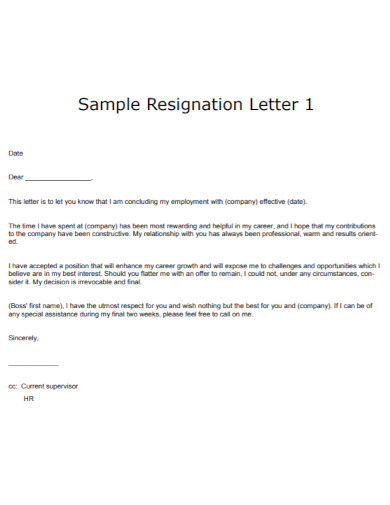 employment resignation letter