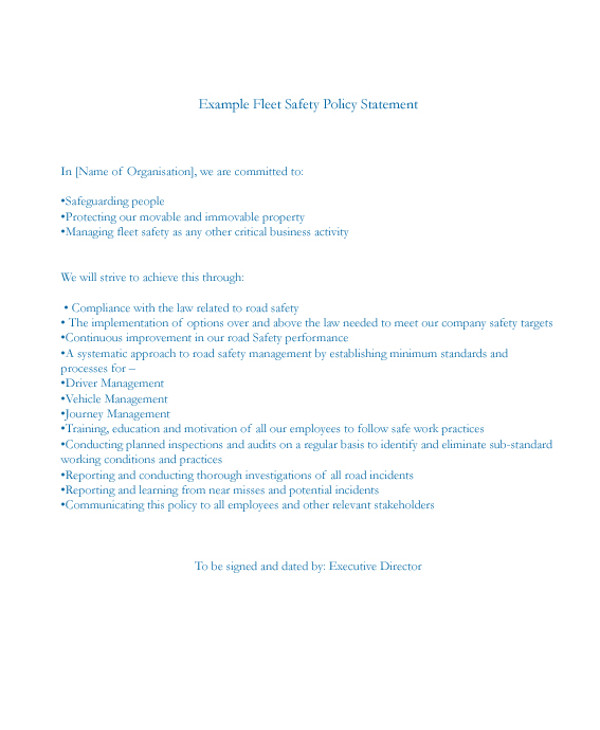 example fleet safety policy statement1